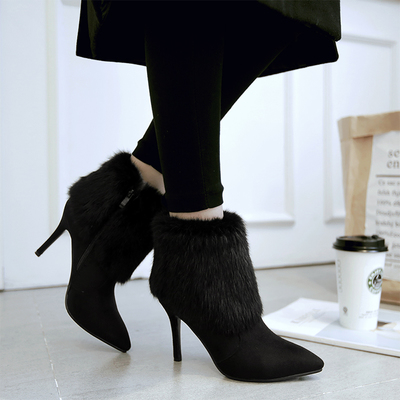 时尚与温暖并存 2017韩版兔毛及踝短靴的冬日魅力